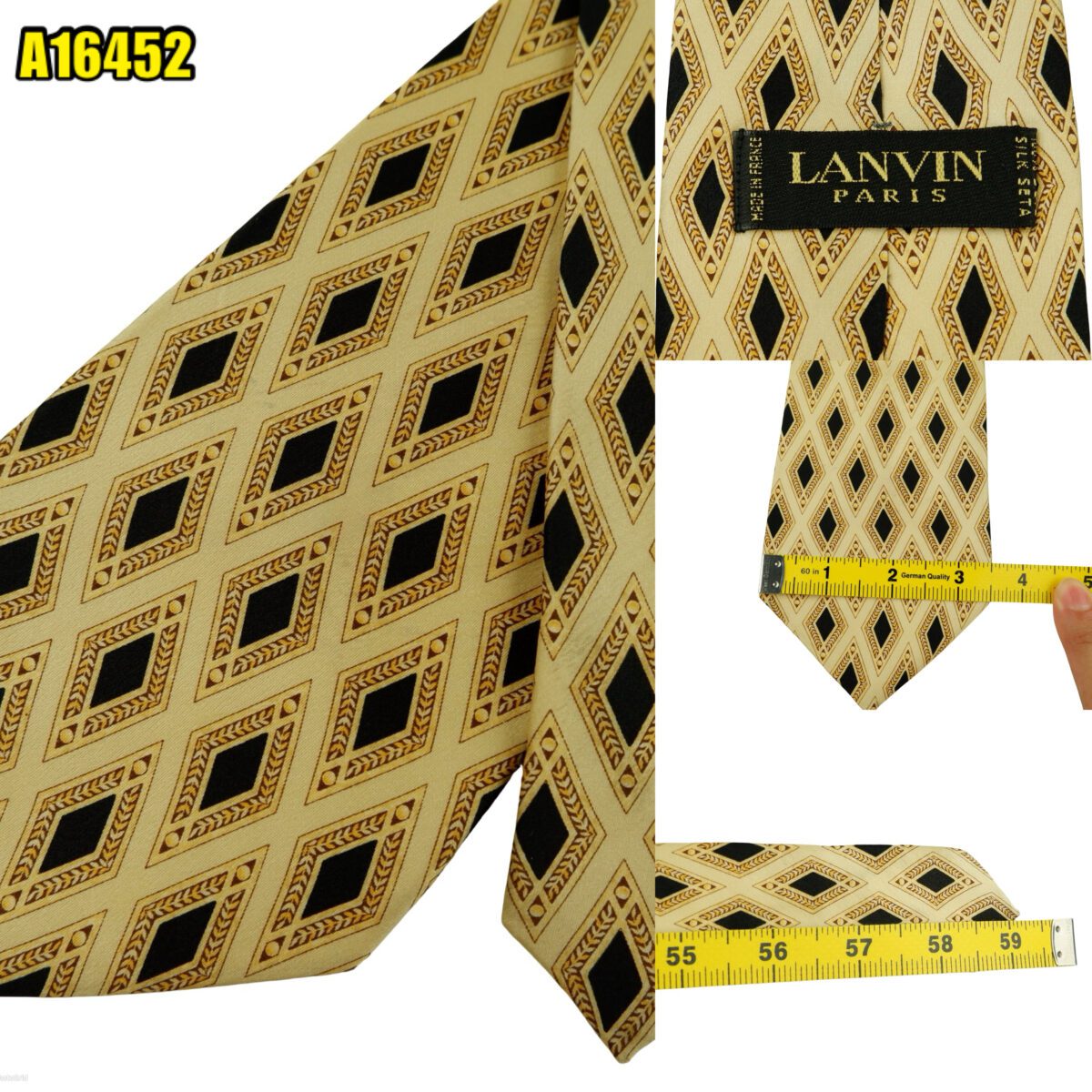 created by photogrid Lanvin Tie Silk Brown Geometric France (US Import Tax Included) มุมที่ 1