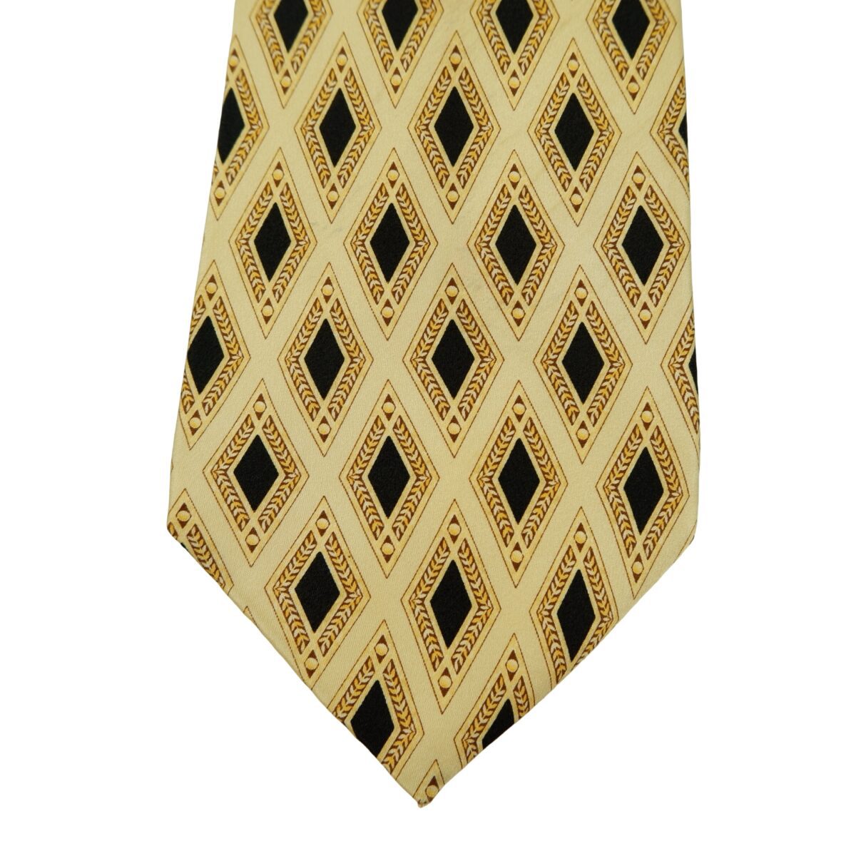 a16452 6 Lanvin Tie Silk Brown Geometric France (US Import Tax Included) มุมที่ 6