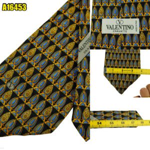 Valentino Tie Silk Black Abstract Pattern Italy (US Import Tax Included) มุมที่ 1