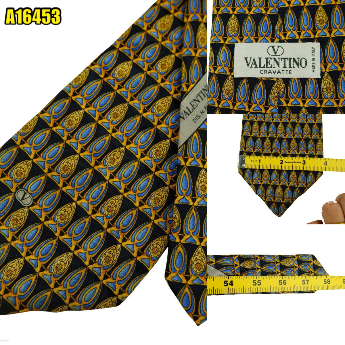 created by photogrid Valentino Tie Silk Black Abstract Pattern Italy (US Import Tax Included) มุมที่ 1