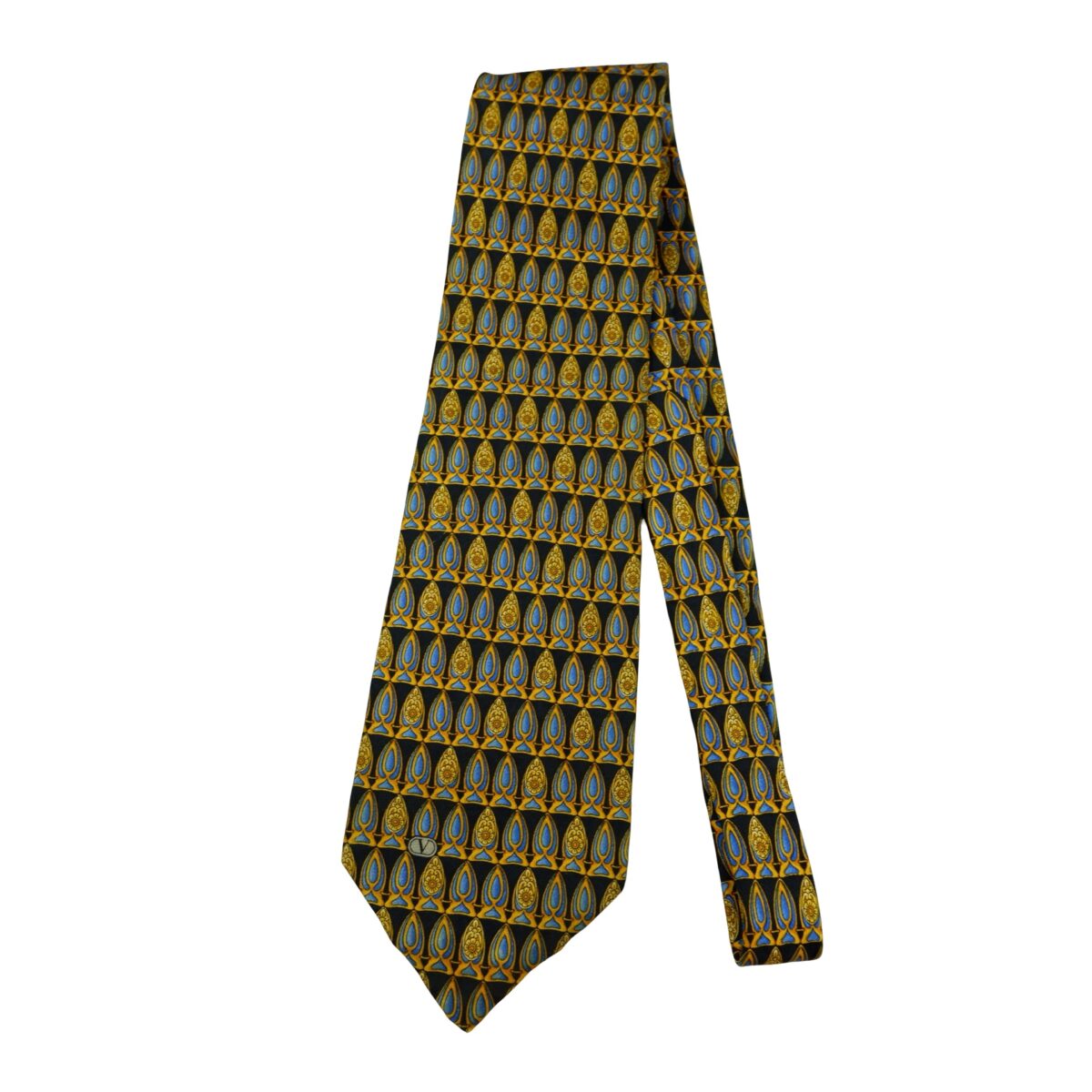 a16453 5 Valentino Tie Silk Black Abstract Pattern Italy (US Import Tax Included) มุมที่ 5