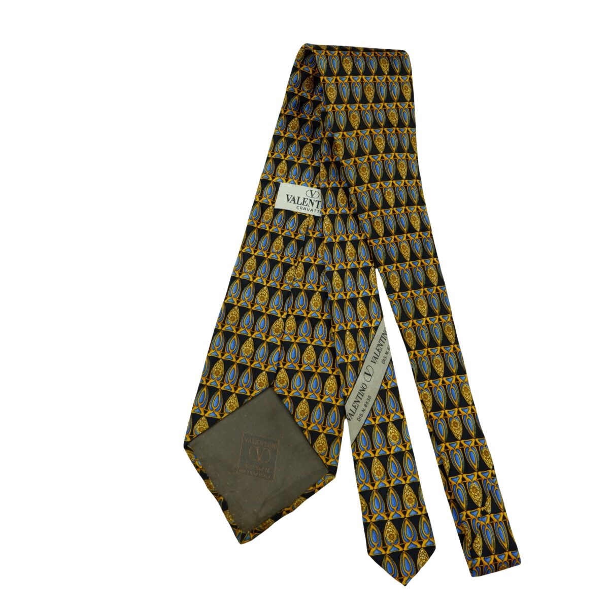 a16453 7 Valentino Tie Silk Black Abstract Pattern Italy (US Import Tax Included) มุมที่ 7