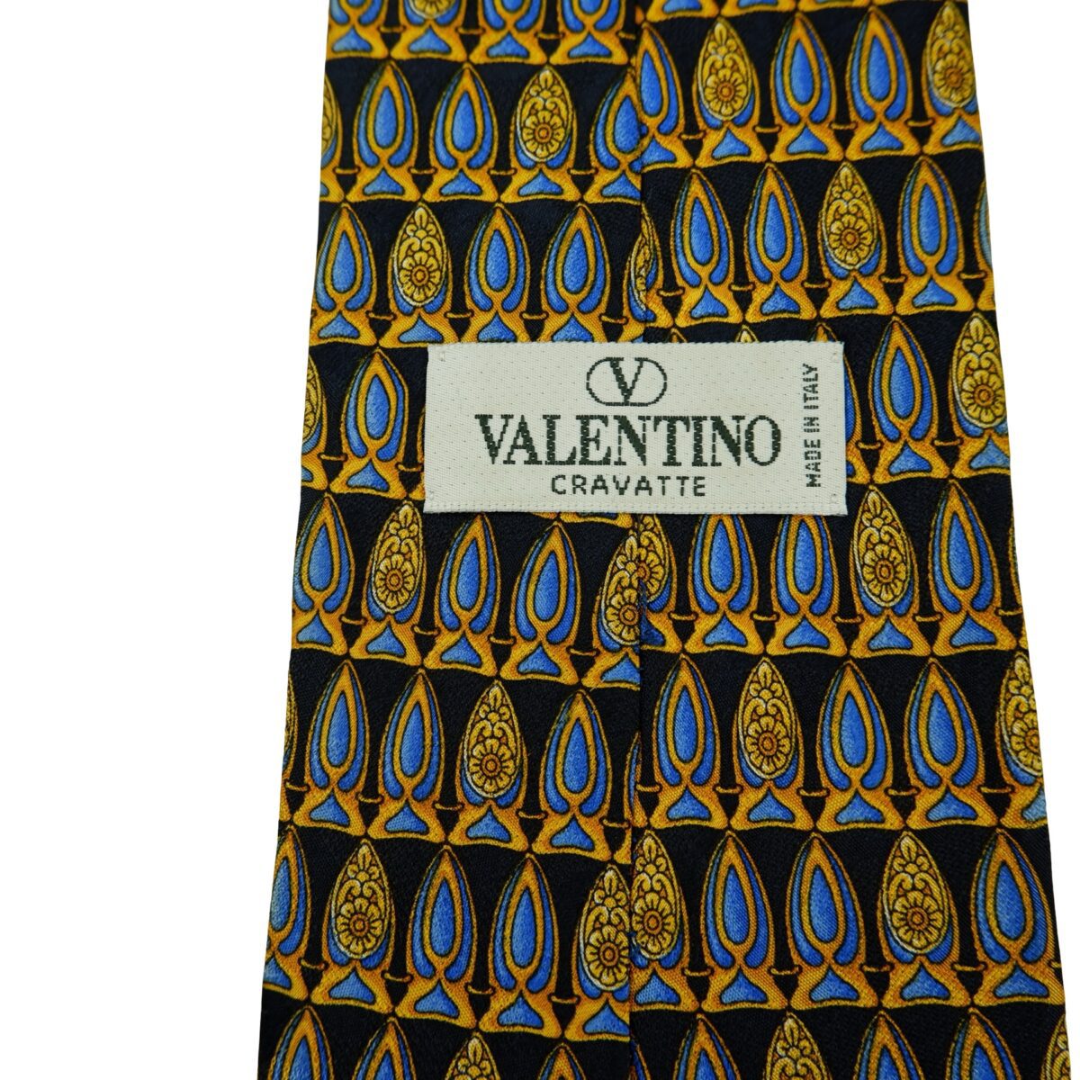 a16453 9 Valentino Tie Silk Black Abstract Pattern Italy (US Import Tax Included) มุมที่ 9