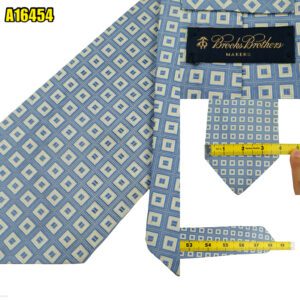 Brooks Brothers Tie SIlk Light Blue Geometric USA (US Import Tax Included) มุมที่ 1