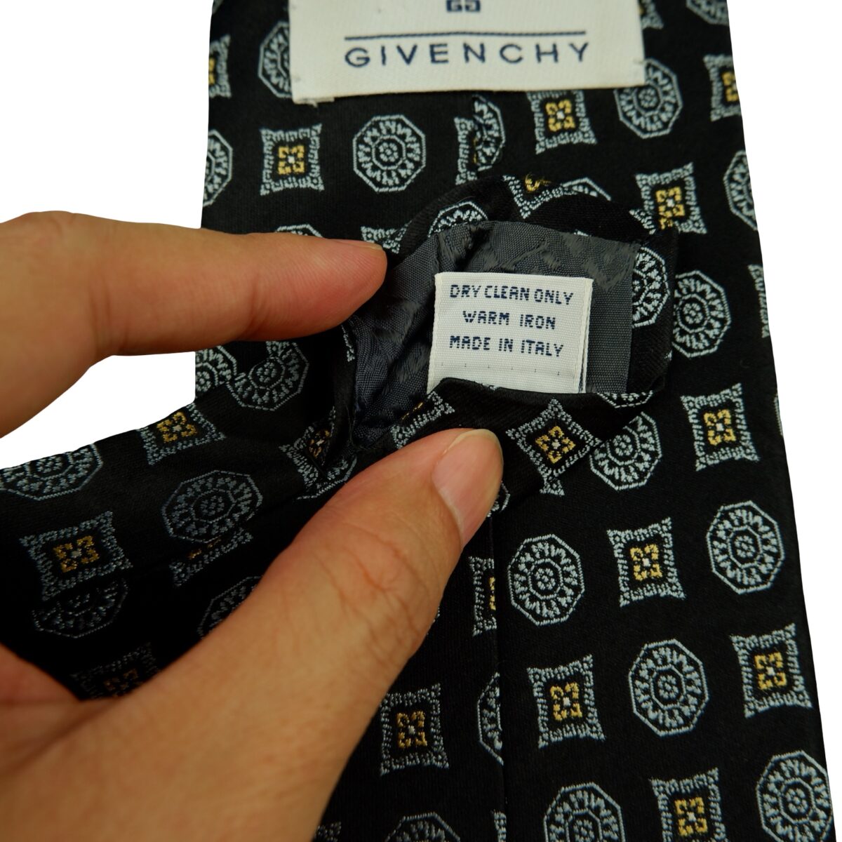 a16456 10 Givenchy Tie Silk Black Geometric Italy (US Import Tax Included) มุมที่ 10
