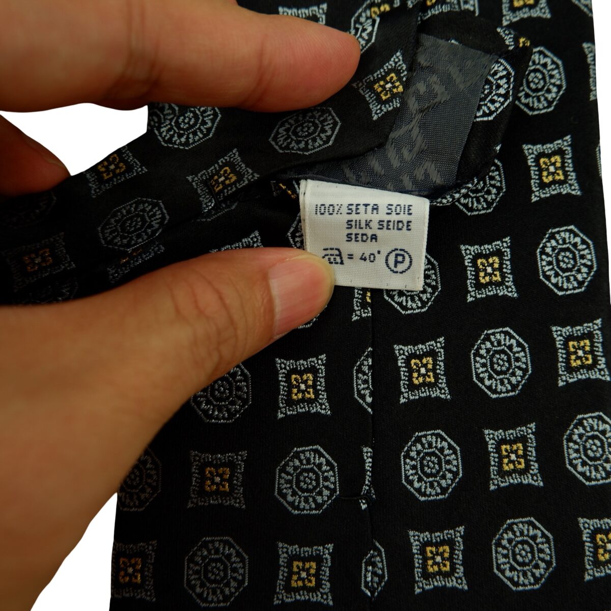 a16456 11 Givenchy Tie Silk Black Geometric Italy (US Import Tax Included) มุมที่ 11