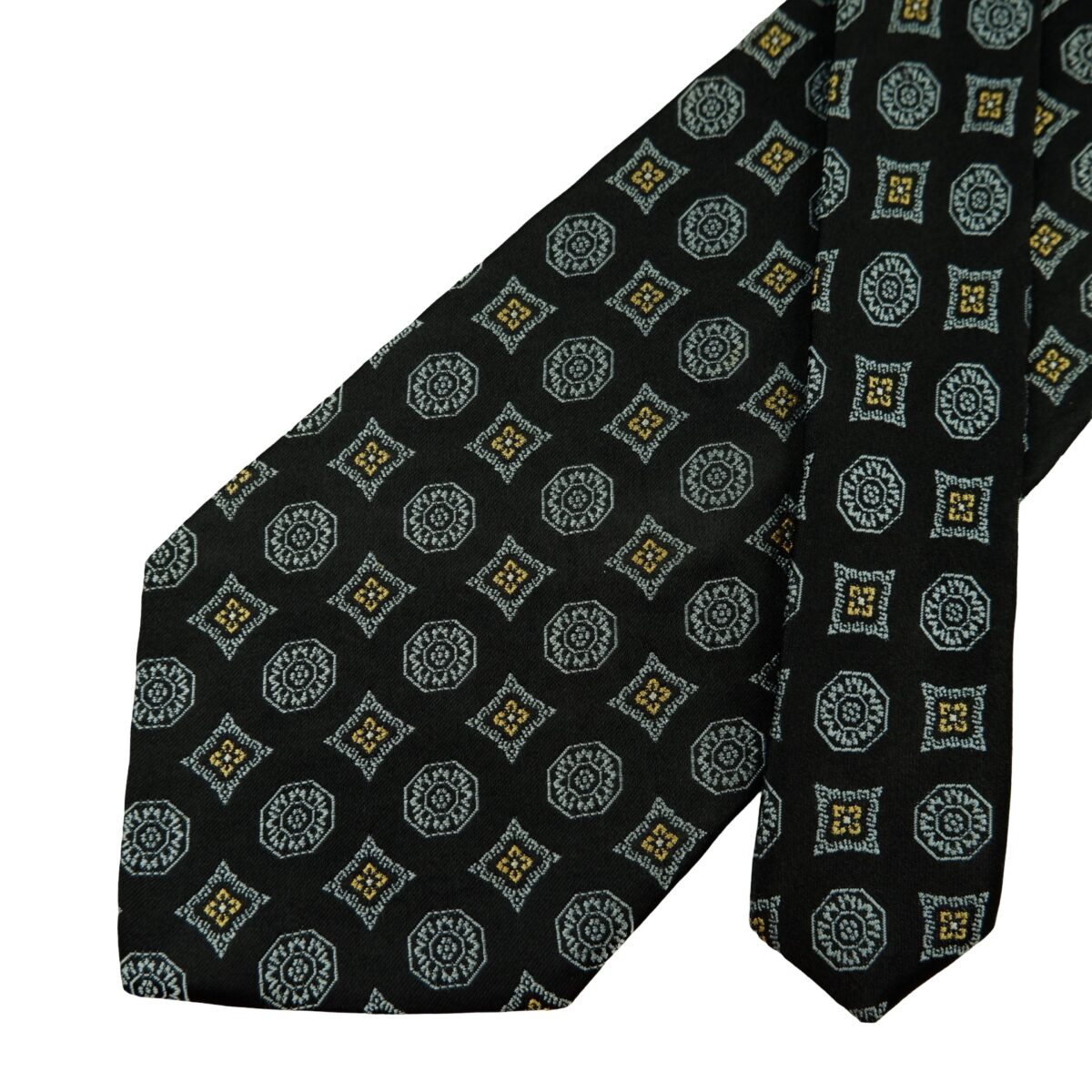 a16456 2 Givenchy Tie Silk Black Geometric Italy (US Import Tax Included) มุมที่ 2