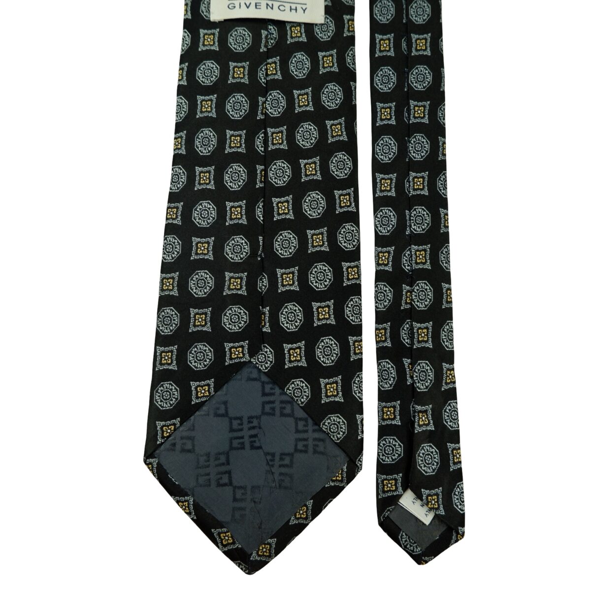 a16456 4 Givenchy Tie Silk Black Geometric Italy (US Import Tax Included) มุมที่ 4