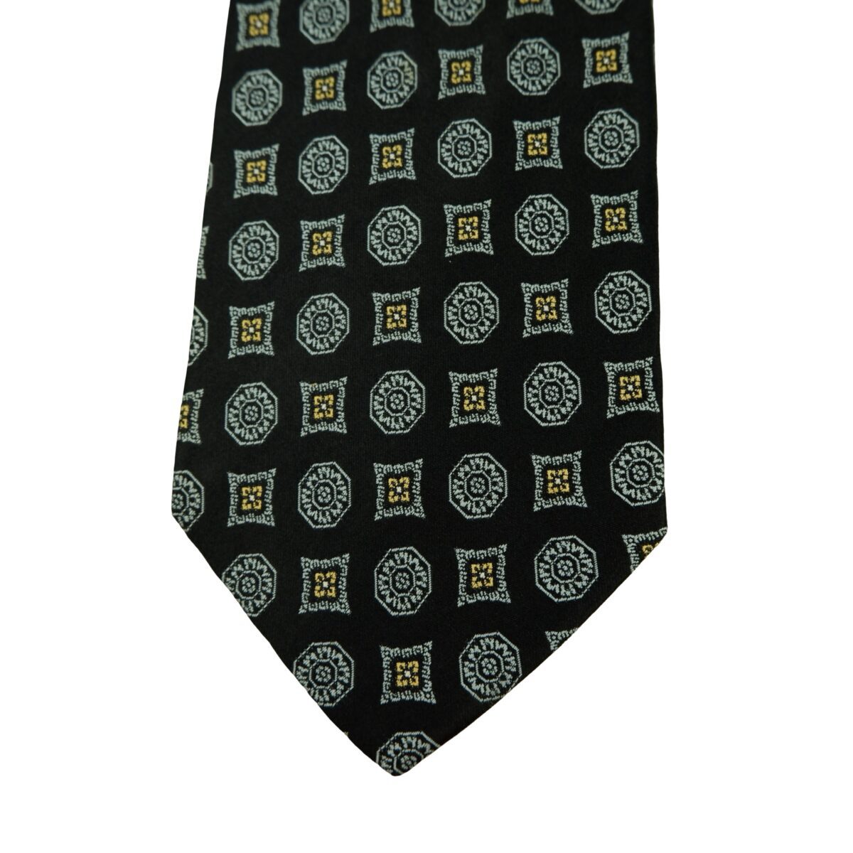 a16456 6 Givenchy Tie Silk Black Geometric Italy (US Import Tax Included) มุมที่ 6