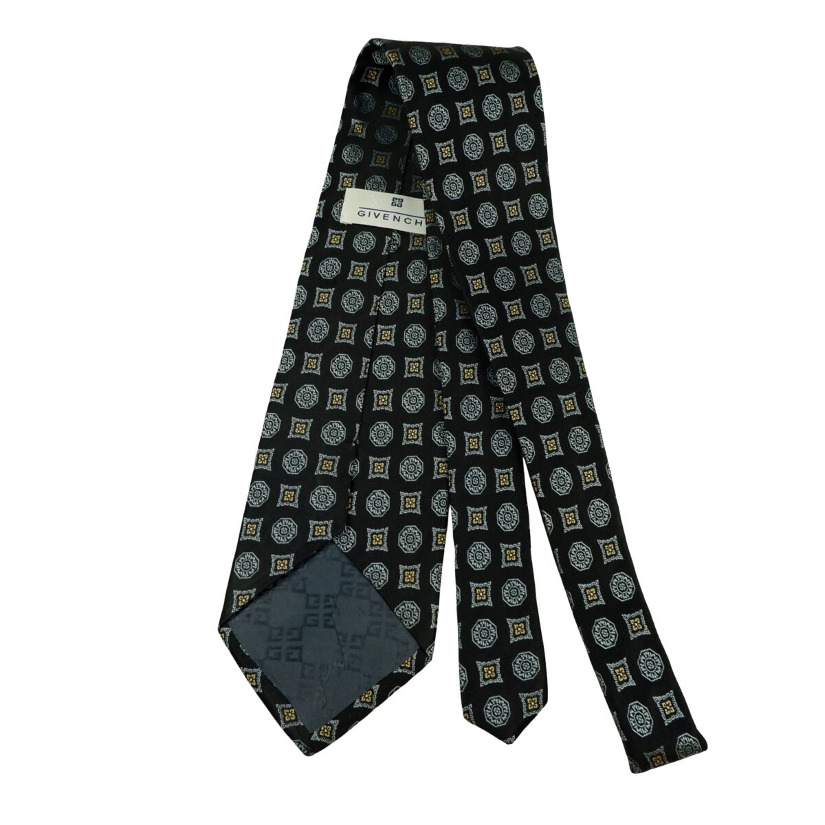 a16456 7 Givenchy Tie Silk Black Geometric Italy (US Import Tax Included) มุมที่ 7