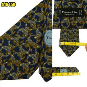 Christian Dior Tie Silk Dark Navy Abstract Pattern France (US Import Tax Included) มุมที่ 1