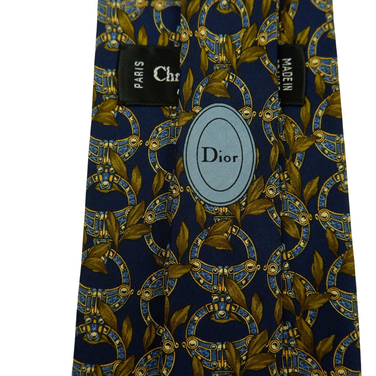 a16458 10 Christian Dior Tie Silk Dark Navy Abstract Pattern France (US Import Tax Included) มุมที่ 10