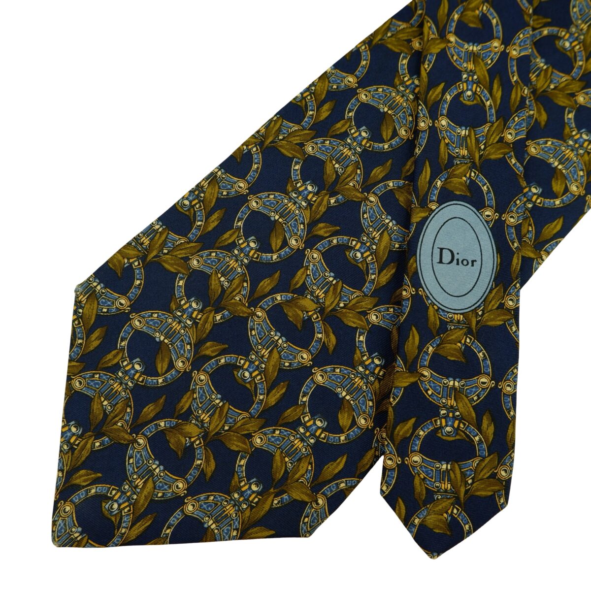 a16458 2 Christian Dior Tie Silk Dark Navy Abstract Pattern France (US Import Tax Included) มุมที่ 2