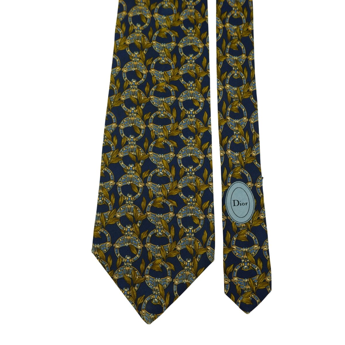 a16458 3 Christian Dior Tie Silk Dark Navy Abstract Pattern France (US Import Tax Included) มุมที่ 3