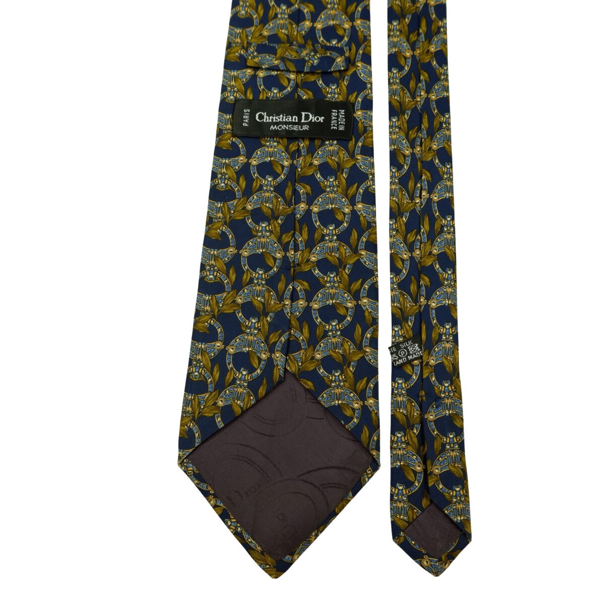 a16458 4 Christian Dior Tie Silk Dark Navy Abstract Pattern France (US Import Tax Included) มุมที่ 4
