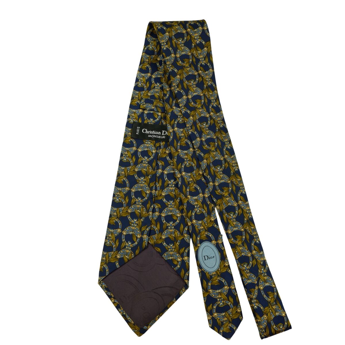 a16458 7 Christian Dior Tie Silk Dark Navy Abstract Pattern France (US Import Tax Included) มุมที่ 7
