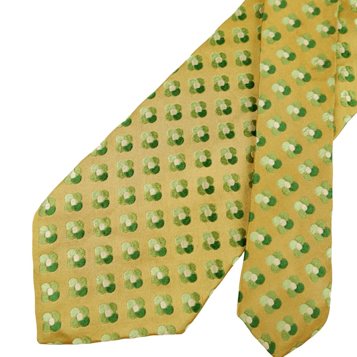 a16459 2 Hugo Boss Tie Silk Gold Geometric Italy (US Import Tax Included) มุมที่ 2