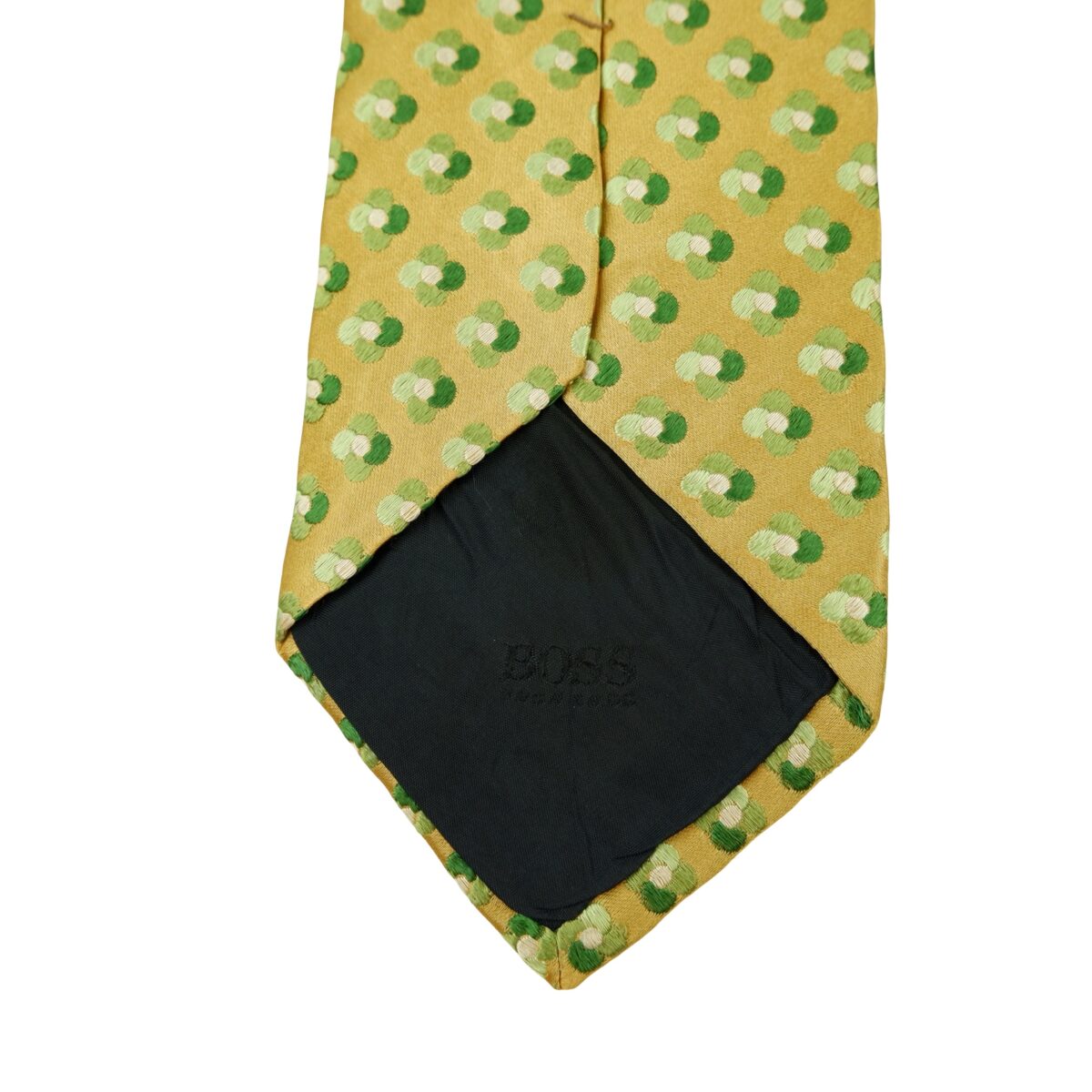 a16459 8 Hugo Boss Tie Silk Gold Geometric Italy (US Import Tax Included) มุมที่ 8