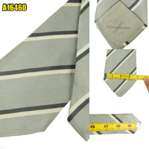 Ermenegildo Zegna Tie Silk Gray Stripe Italy (US Import Tax Included) มุมที่ 1