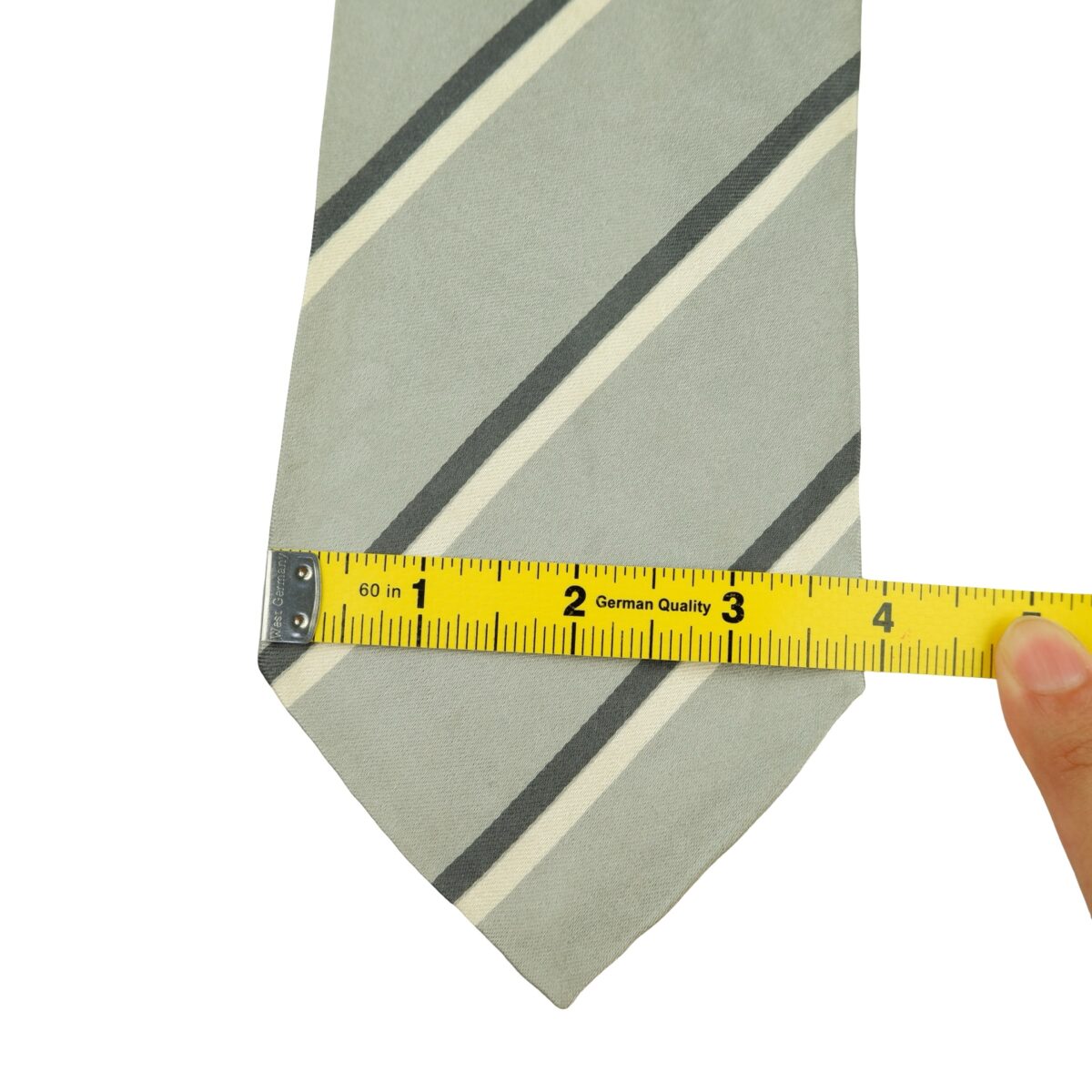 a16460 12 Ermenegildo Zegna Tie Silk Gray Stripe Italy (US Import Tax Included) มุมที่ 12