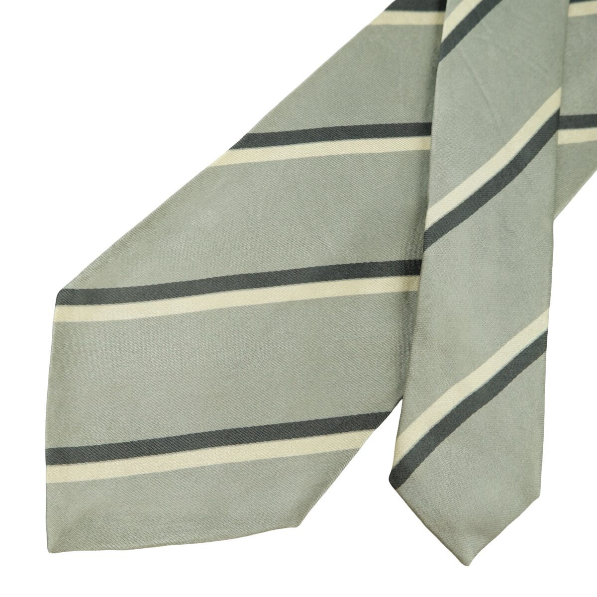 a16460 2 Ermenegildo Zegna Tie Silk Gray Stripe Italy (US Import Tax Included) มุมที่ 2
