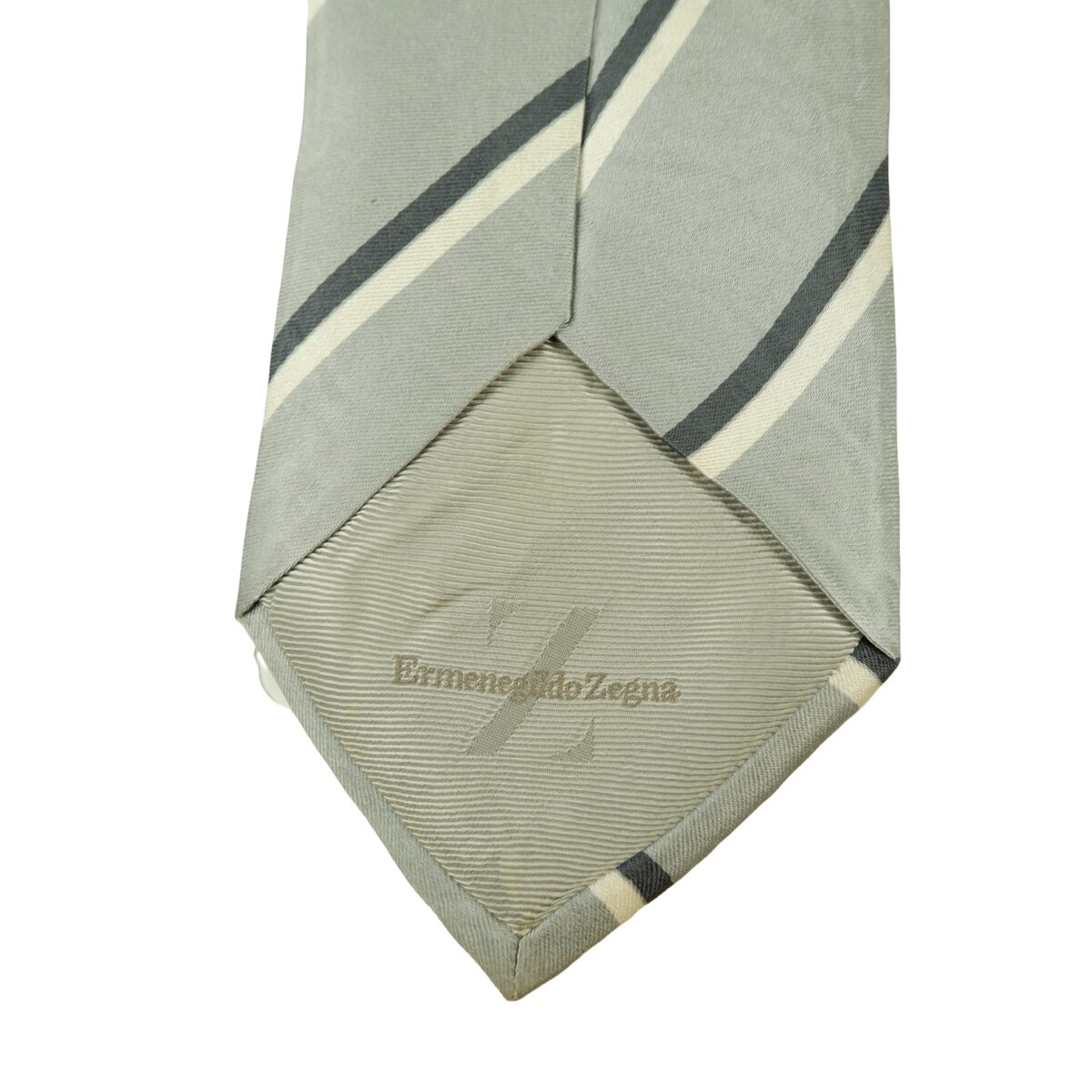 a16460 8 Ermenegildo Zegna Tie Silk Gray Stripe Italy (US Import Tax Included) มุมที่ 8