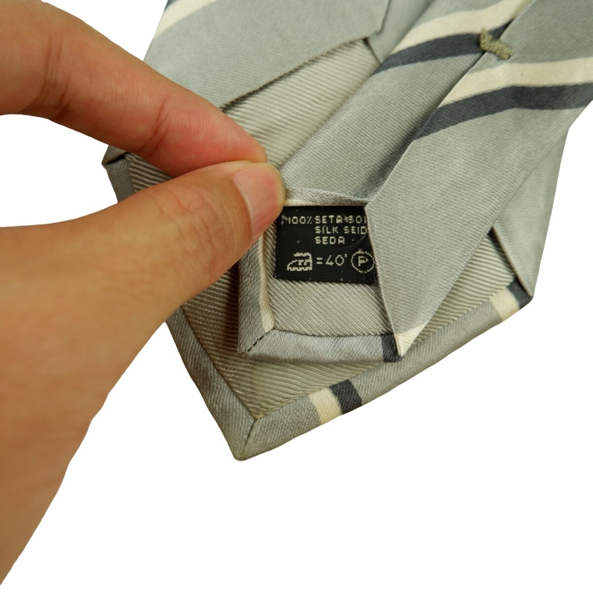 a16460 9 Ermenegildo Zegna Tie Silk Gray Stripe Italy (US Import Tax Included) มุมที่ 9