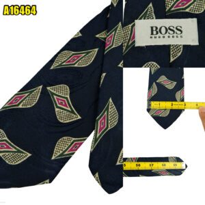Hugo Boss Tie Silk Dark Navy Abstract Pattern Italy (US Import Tax Included) มุมที่ 1