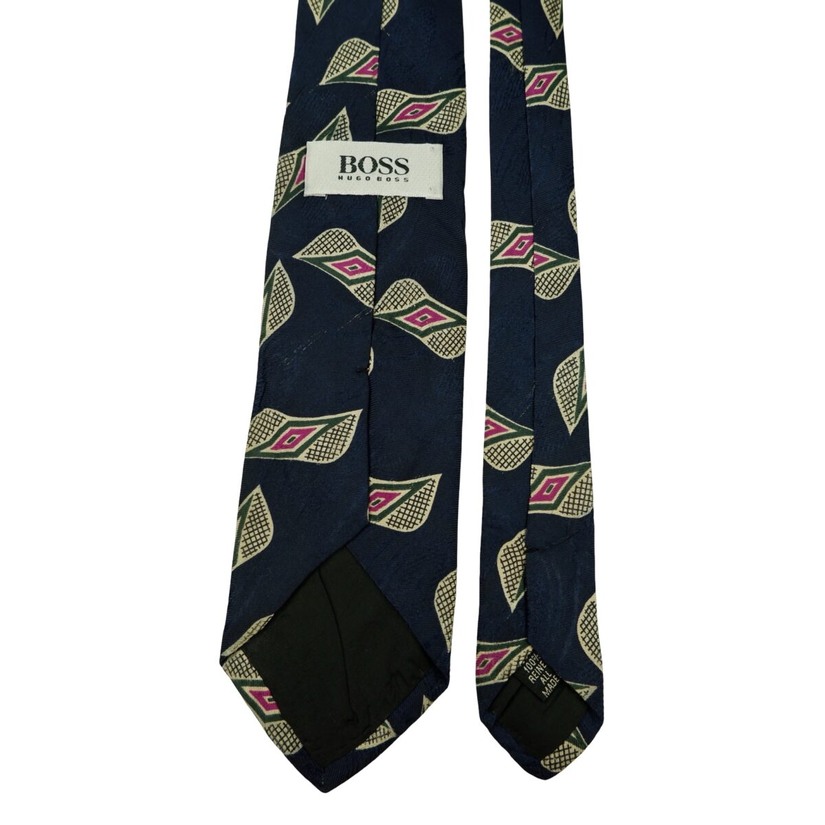 a16464 4 Hugo Boss Tie Silk Dark Navy Abstract Pattern Italy (US Import Tax Included) มุมที่ 4