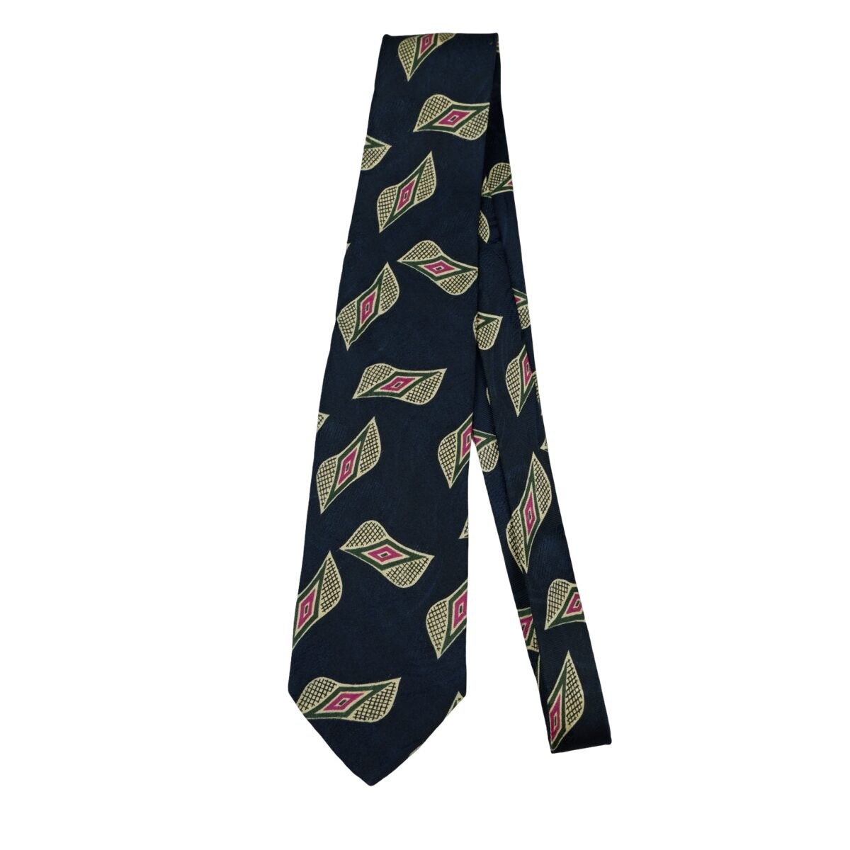 a16464 5 Hugo Boss Tie Silk Dark Navy Abstract Pattern Italy (US Import Tax Included) มุมที่ 5