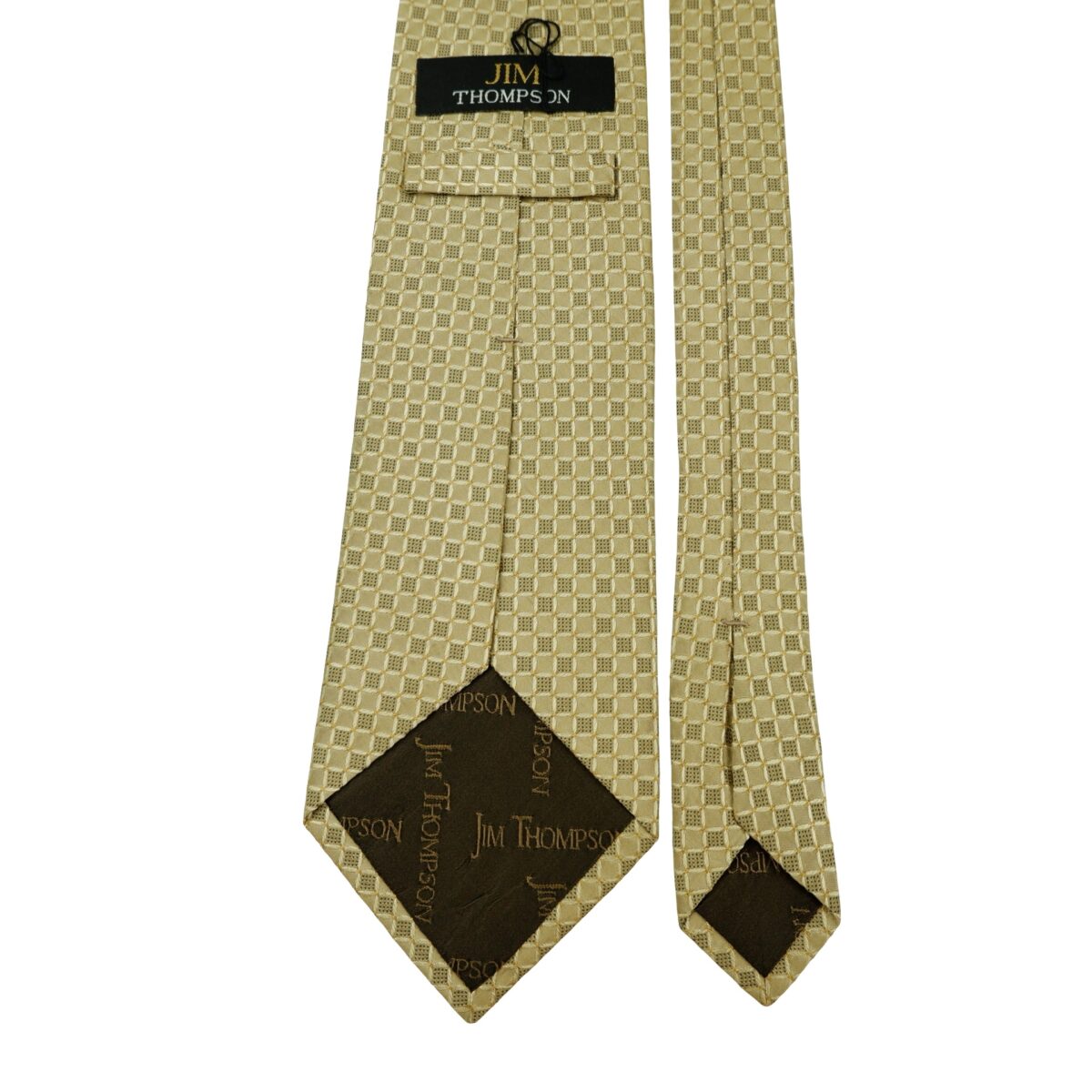 a16466 4 Jim Thompson Tie Silk Brown Geometric Thailand (US Import Tax Included) มุมที่ 4
