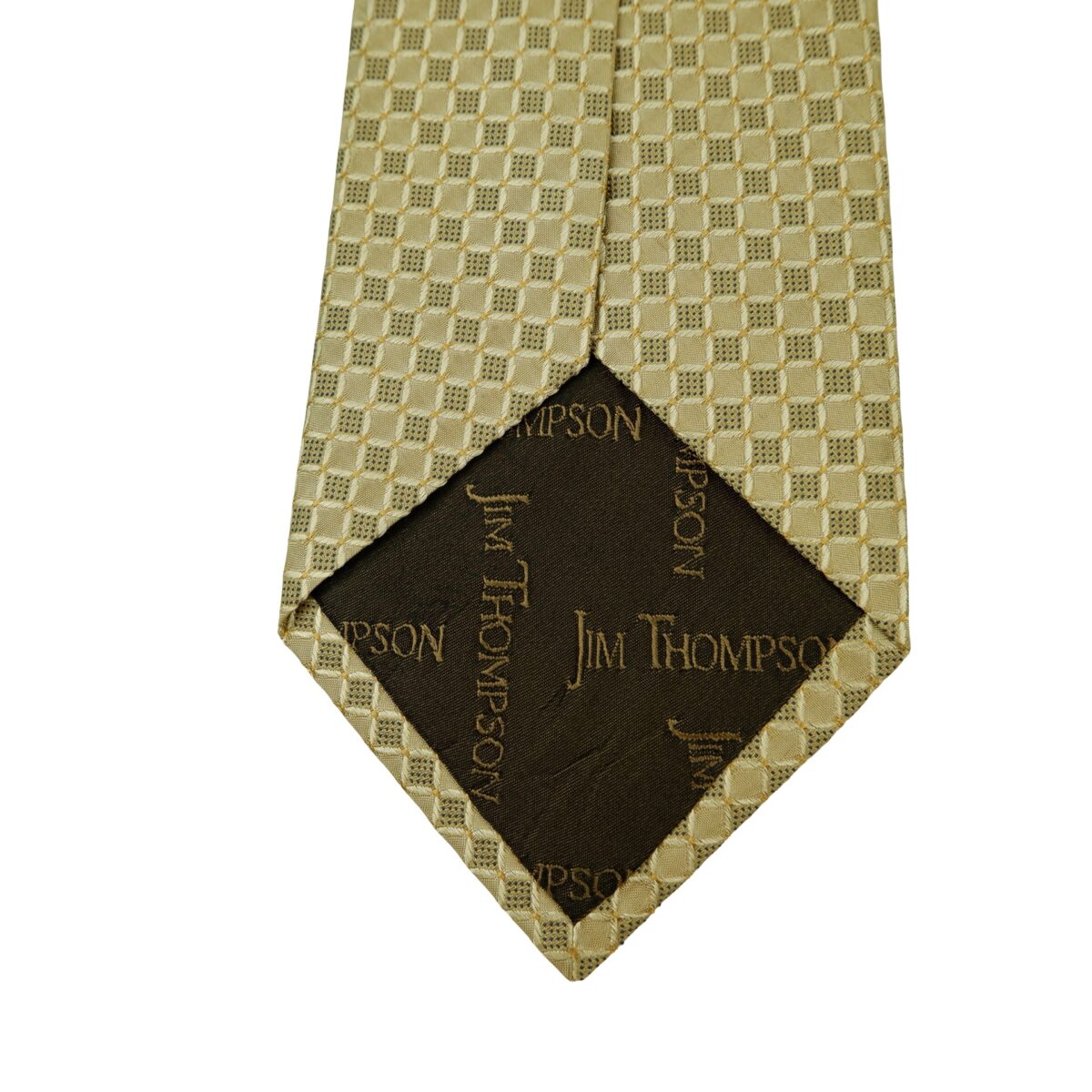 a16466 8 Jim Thompson Tie Silk Brown Geometric Thailand (US Import Tax Included) มุมที่ 8