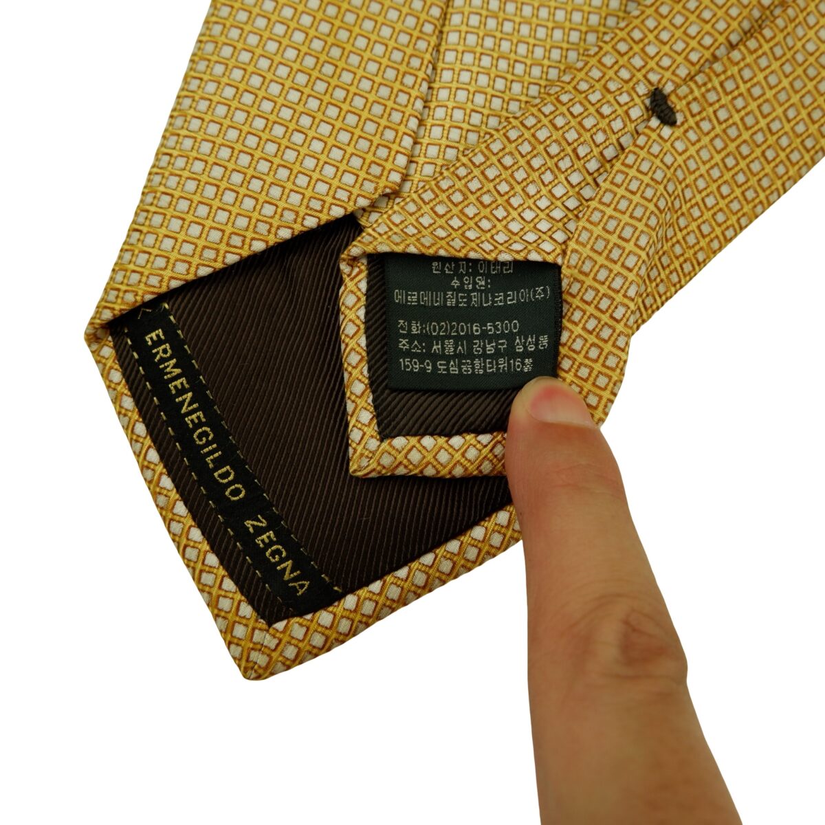 a16467 10 Ermenegildo Zegna Tie Silk Brown Geometric Italy (US Import Tax Included) มุมที่ 10
