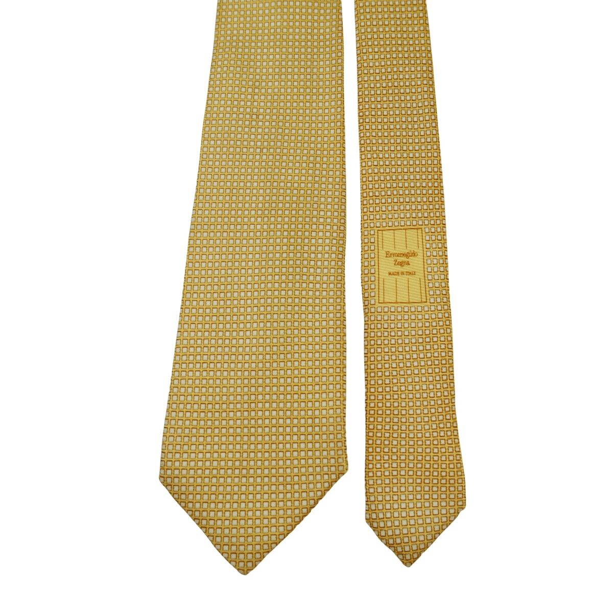 a16467 3 Ermenegildo Zegna Tie Silk Brown Geometric Italy (US Import Tax Included) มุมที่ 3