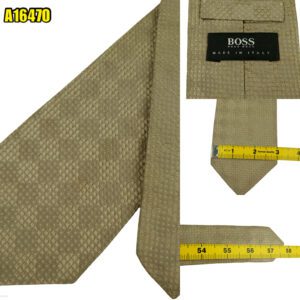 Hugo Boss Tie Silk Brown Geometric Italy (US Import Tax Included) มุมที่ 1