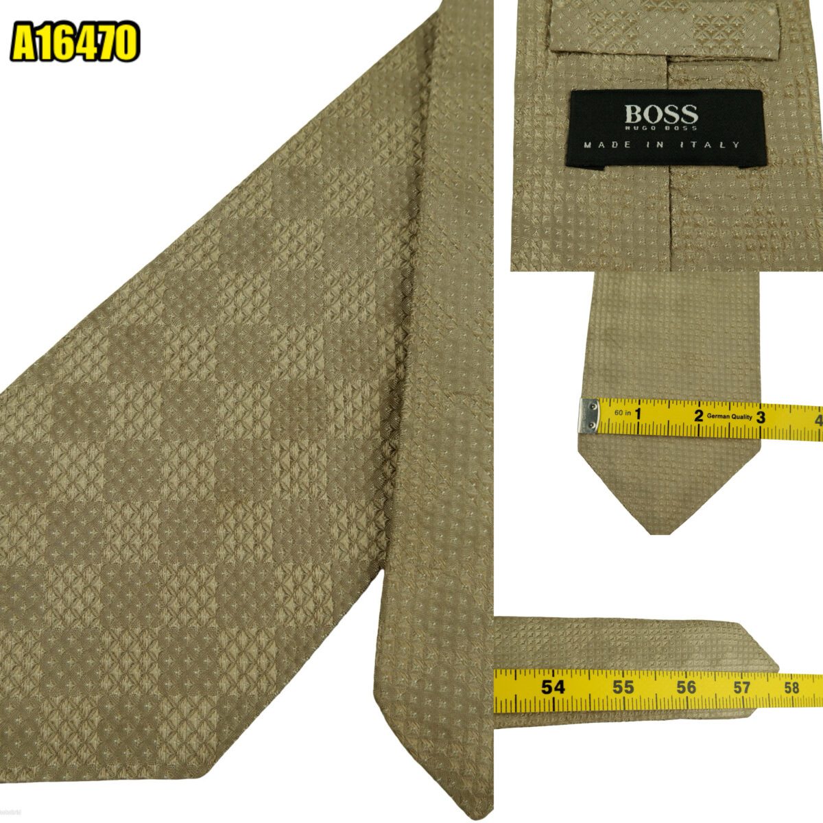created by photogrid Hugo Boss Tie Silk Brown Geometric Italy (US Import Tax Included) มุมที่ 1