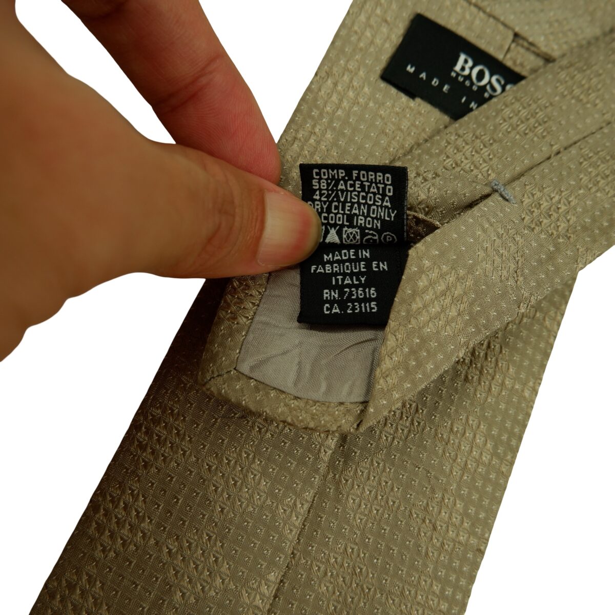 a16470 11 Hugo Boss Tie Silk Brown Geometric Italy (US Import Tax Included) มุมที่ 11