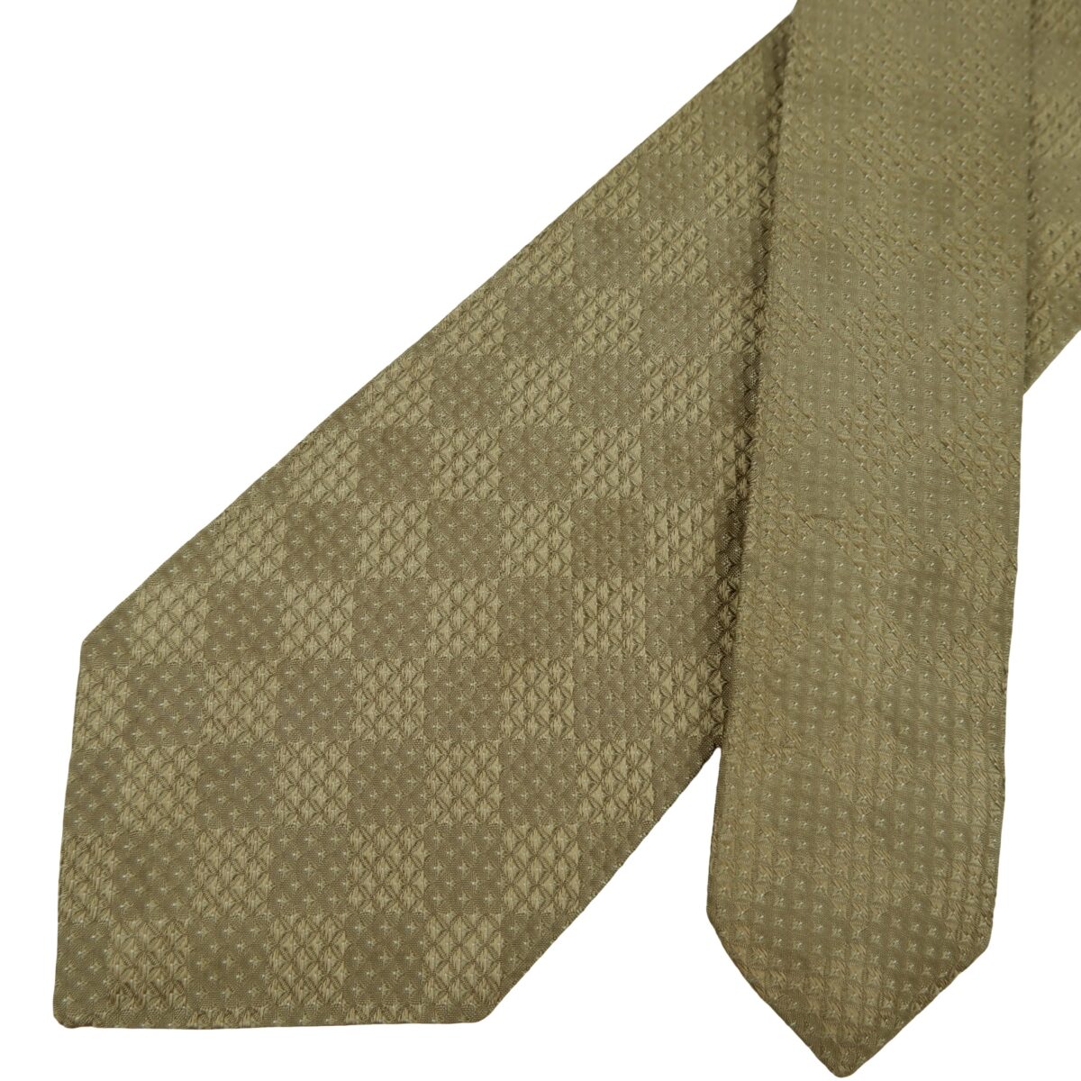 a16470 2 Hugo Boss Tie Silk Brown Geometric Italy (US Import Tax Included) มุมที่ 2