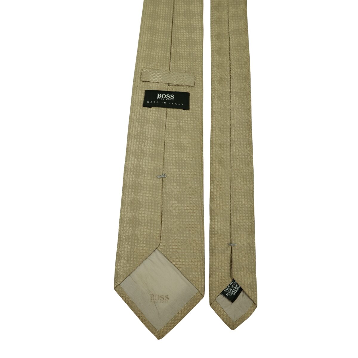 a16470 4 Hugo Boss Tie Silk Brown Geometric Italy (US Import Tax Included) มุมที่ 4
