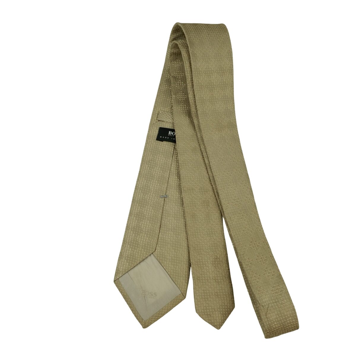 a16470 7 Hugo Boss Tie Silk Brown Geometric Italy (US Import Tax Included) มุมที่ 7