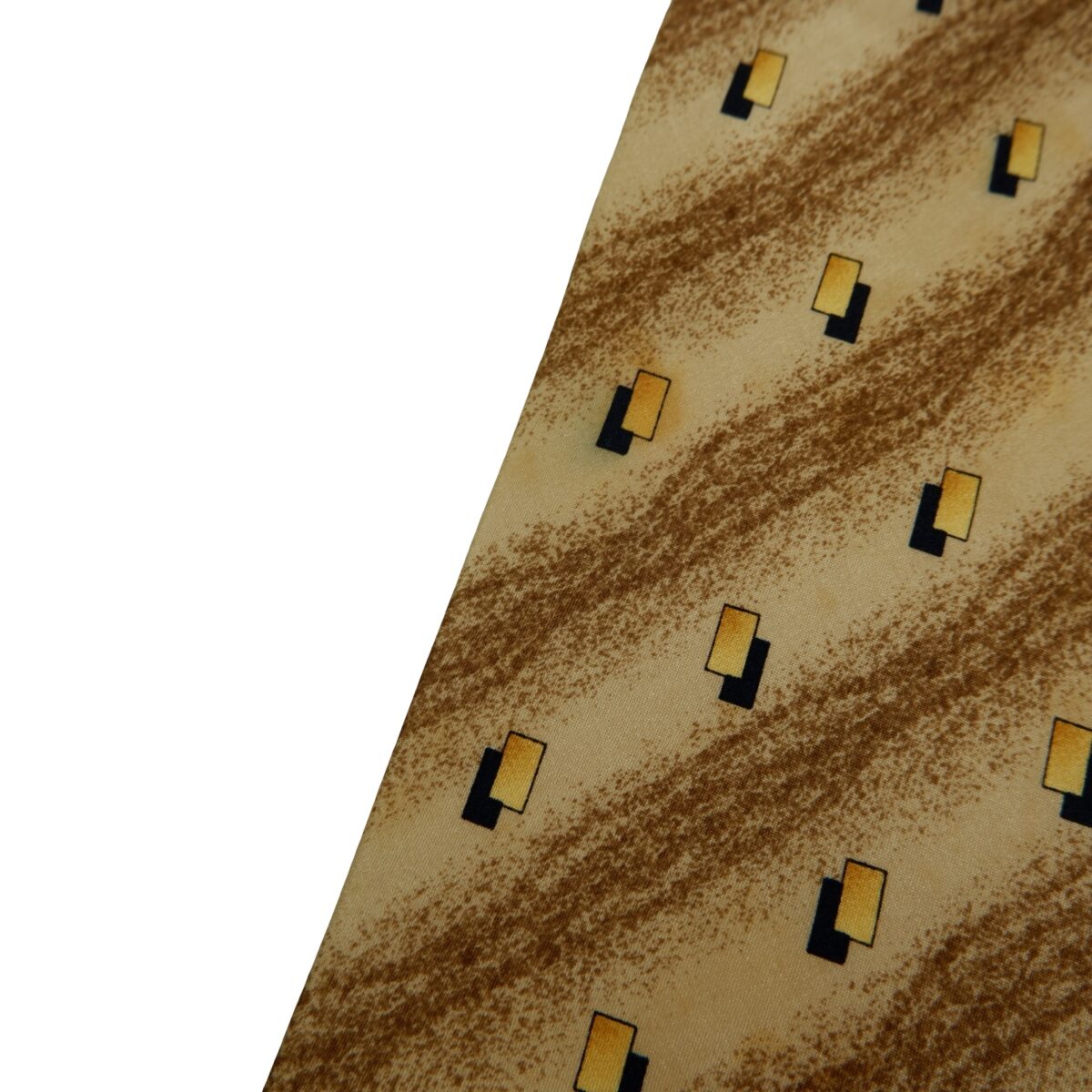 a16471 13 Gucci Tie Silk Brown Geometric Italy (US Import Tax Included) มุมที่ 13
