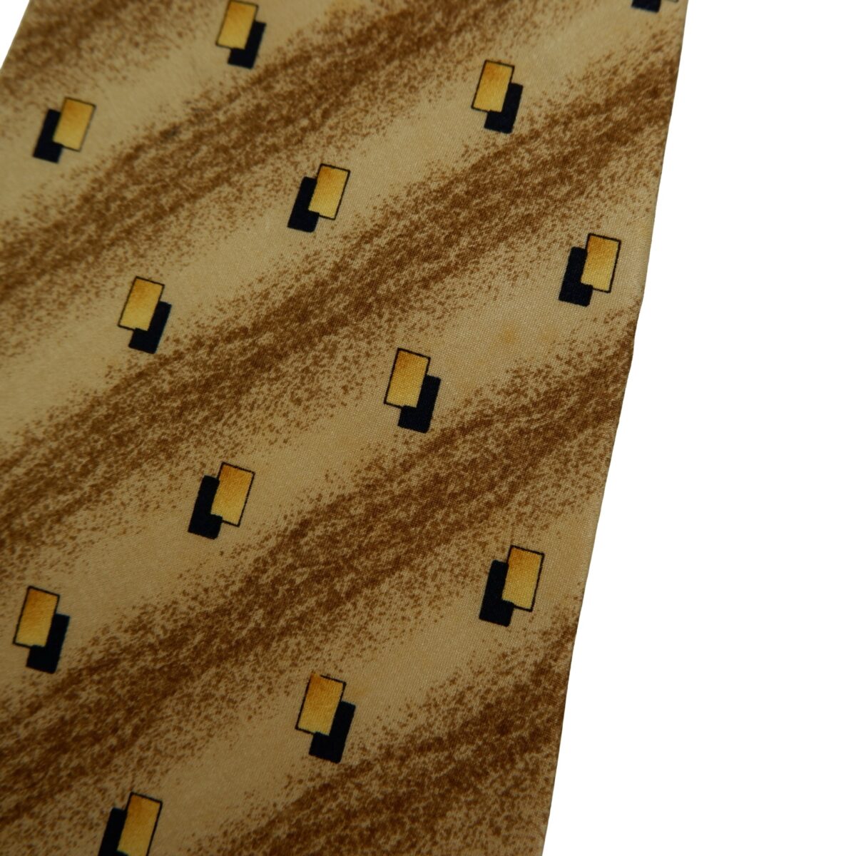 a16471 14 Gucci Tie Silk Brown Geometric Italy (US Import Tax Included) มุมที่ 14