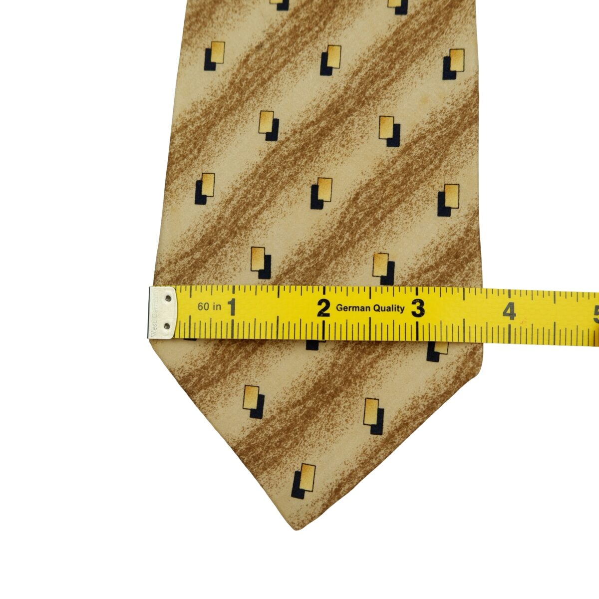 a16471 15 Gucci Tie Silk Brown Geometric Italy (US Import Tax Included) มุมที่ 15