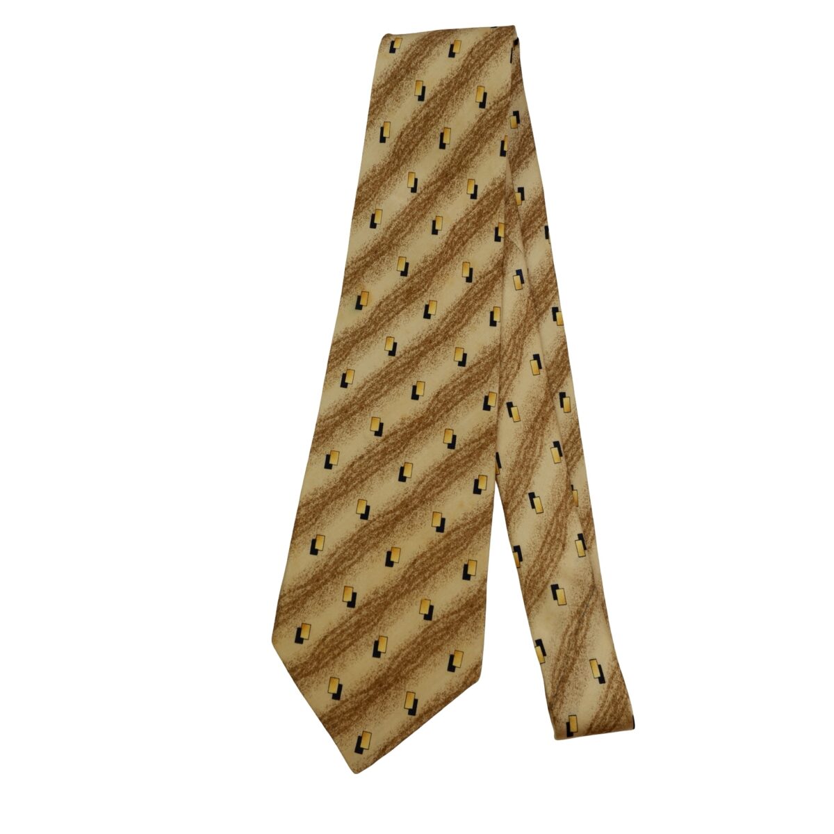 a16471 5 Gucci Tie Silk Brown Geometric Italy (US Import Tax Included) มุมที่ 5