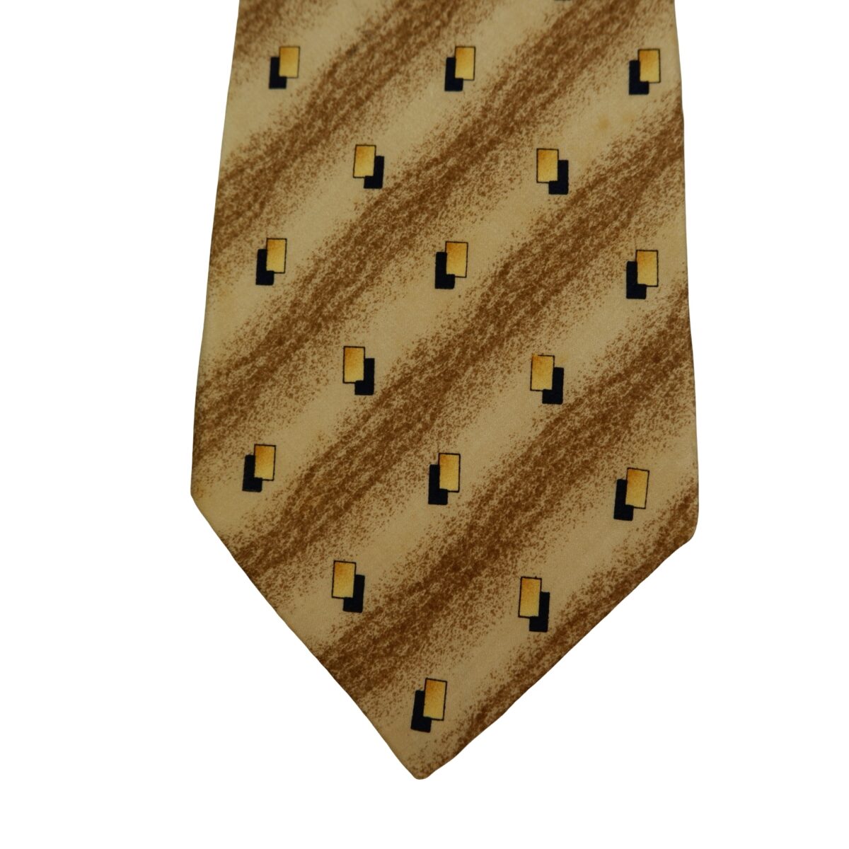 a16471 6 Gucci Tie Silk Brown Geometric Italy (US Import Tax Included) มุมที่ 6