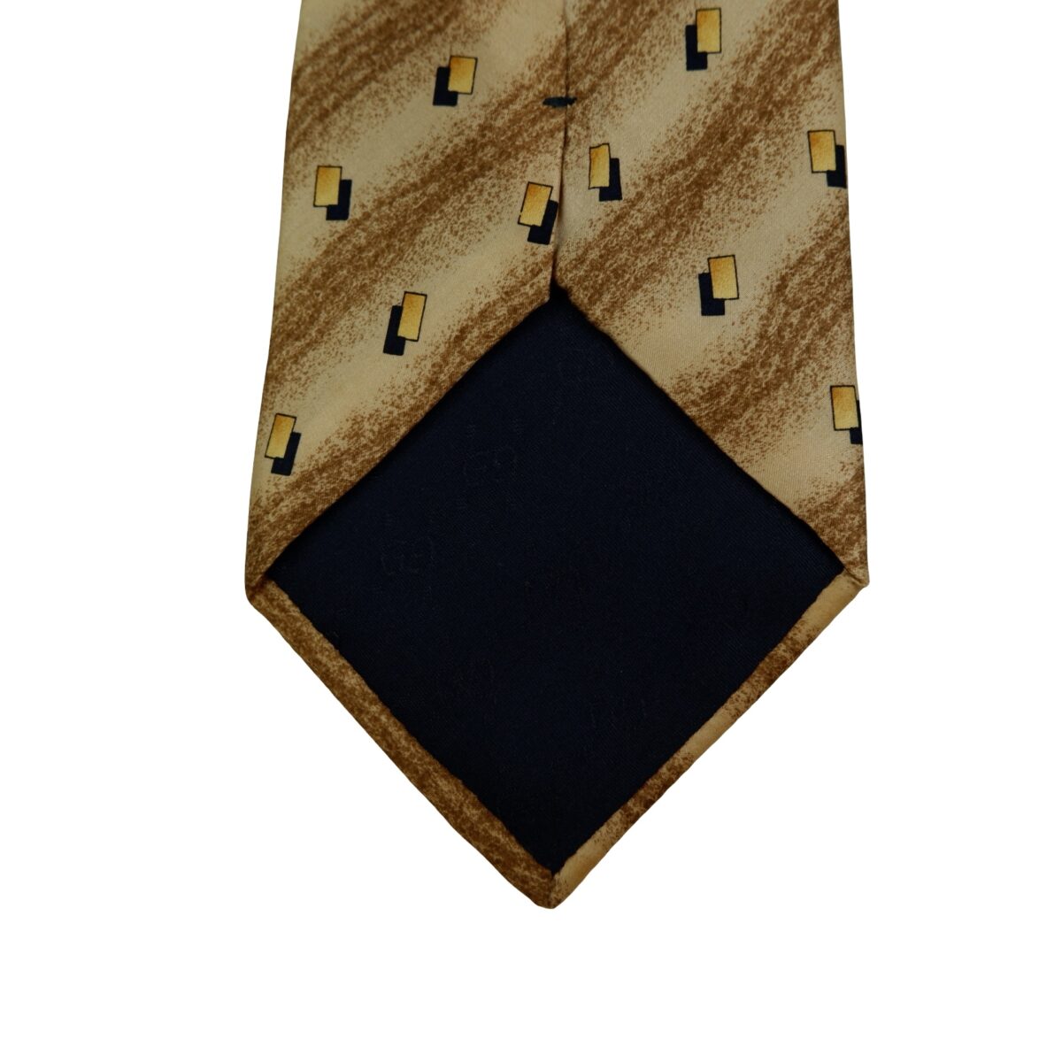 a16471 8 Gucci Tie Silk Brown Geometric Italy (US Import Tax Included) มุมที่ 8