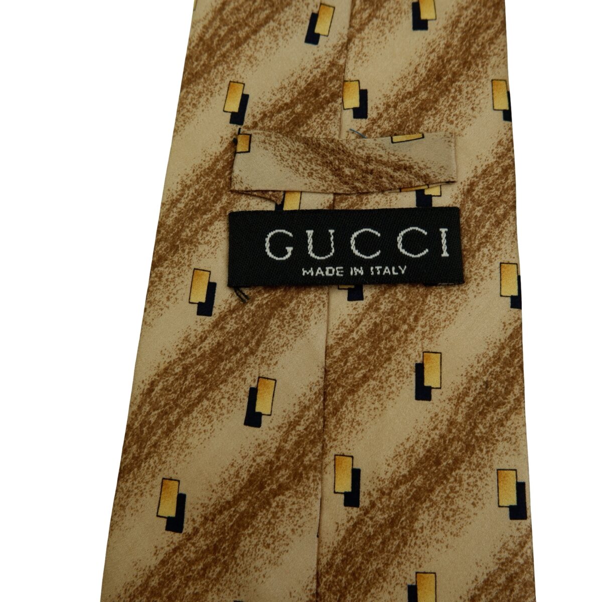 a16471 9 Gucci Tie Silk Brown Geometric Italy (US Import Tax Included) มุมที่ 9