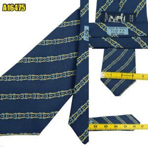 Hermes Tie Silk Blue Stripe France (US Import Tax Included) มุมที่ 1