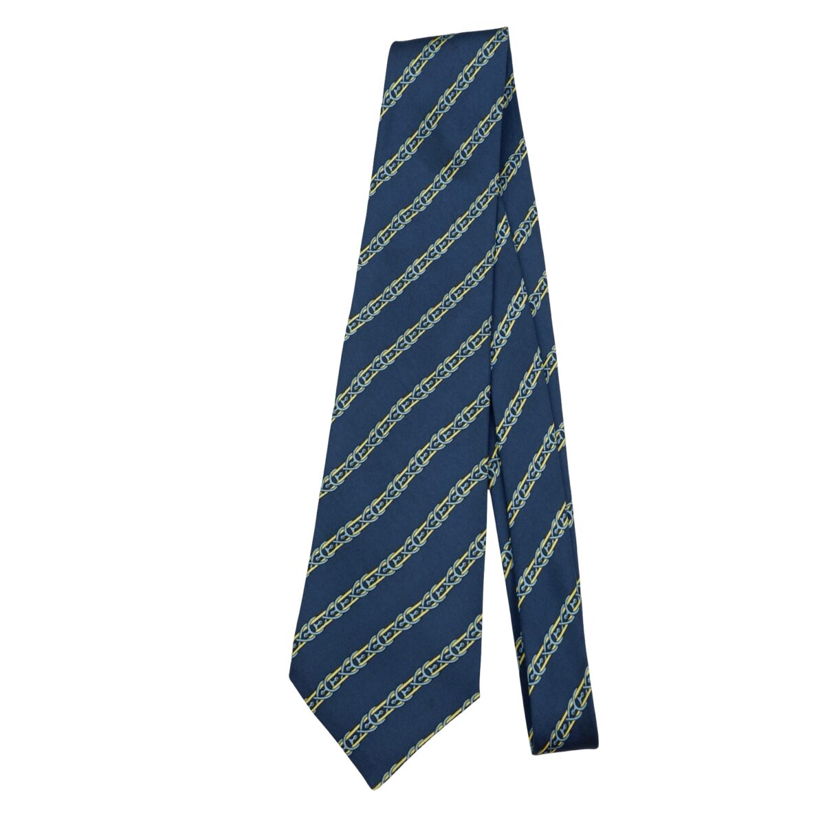 a16475 5 Hermes Tie Silk Blue Stripe France (US Import Tax Included) มุมที่ 5