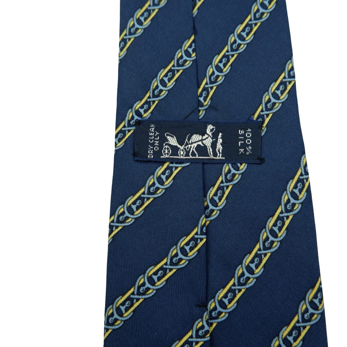 a16475 9 Hermes Tie Silk Blue Stripe France (US Import Tax Included) มุมที่ 9